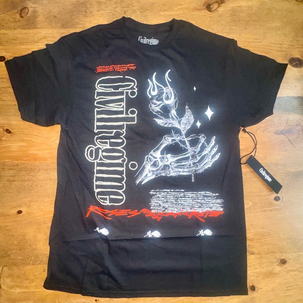 Civil Regime Hold This Rose Classic Tee Graphic Print  Black Men's T-Shirt